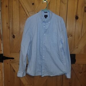 J. Crew Mens Light Blue Geometric Button Down Shirt Flex Washed